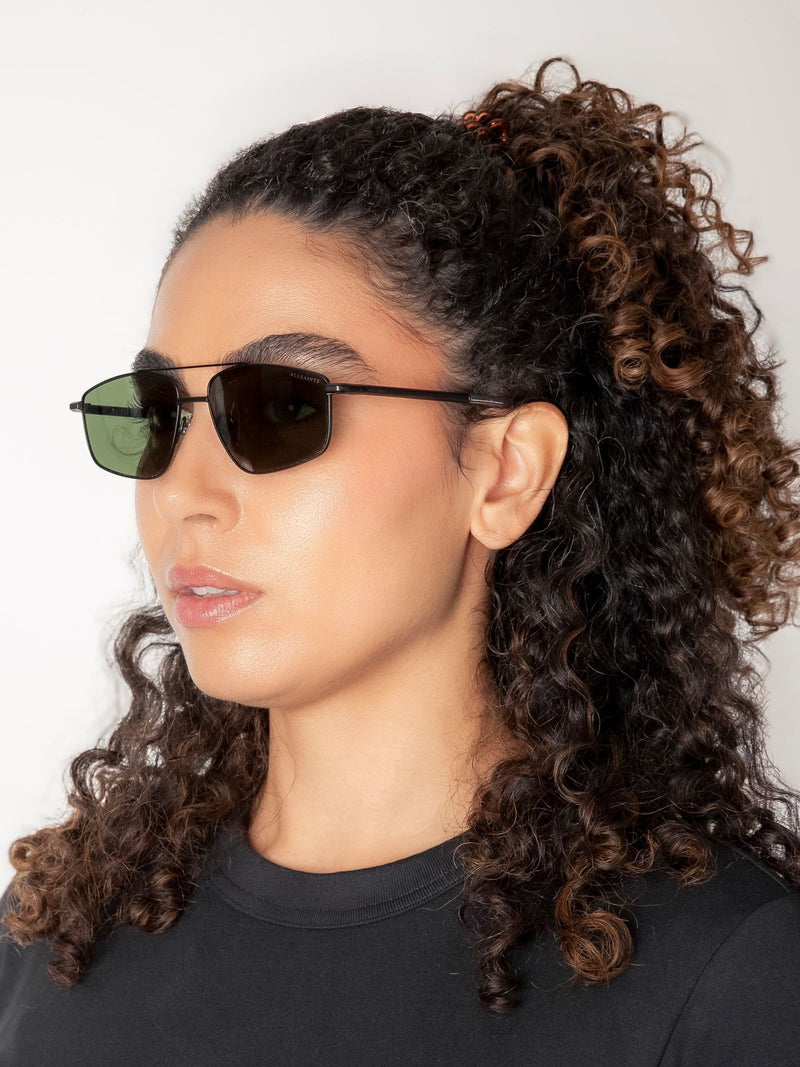 AllSaints matte black pilot sunglasses, imported from the UK