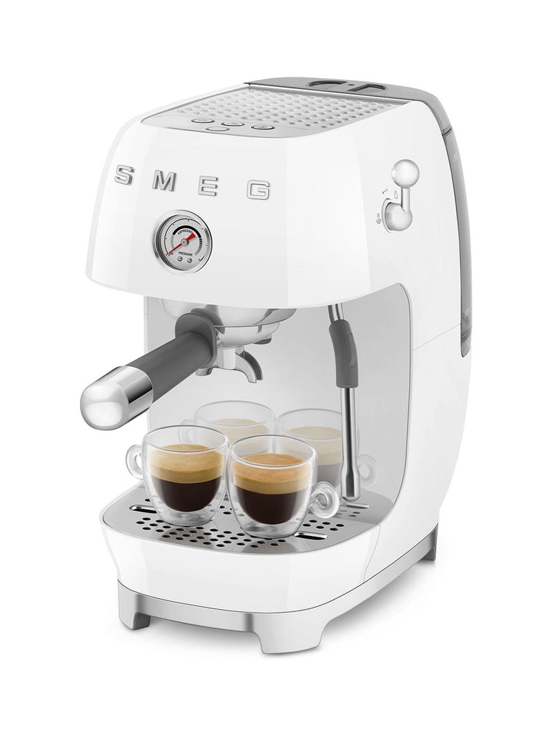 Smeg white espresso and cold brew coffee machine, UK version