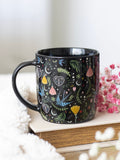 Something Different black ceramic mug with Midnight Bloom floral print 350ml - British product