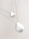 Layered silver pendant necklace, pave sparkle, UK version