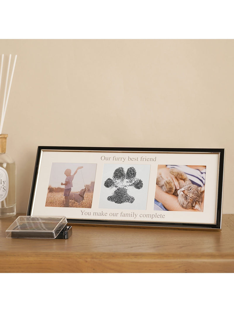 Widdop white paw print photo frame with ink pad (British brand)