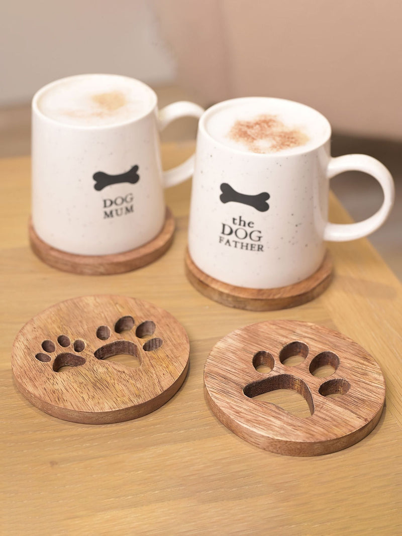 Widdop brown paw prints coasters set of 4, UK version