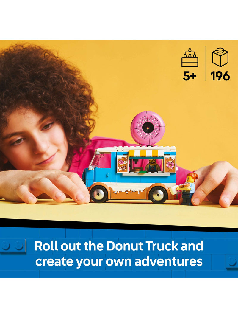 LEGO City Doughnut Truck toy set with 2 minifigures, UK version