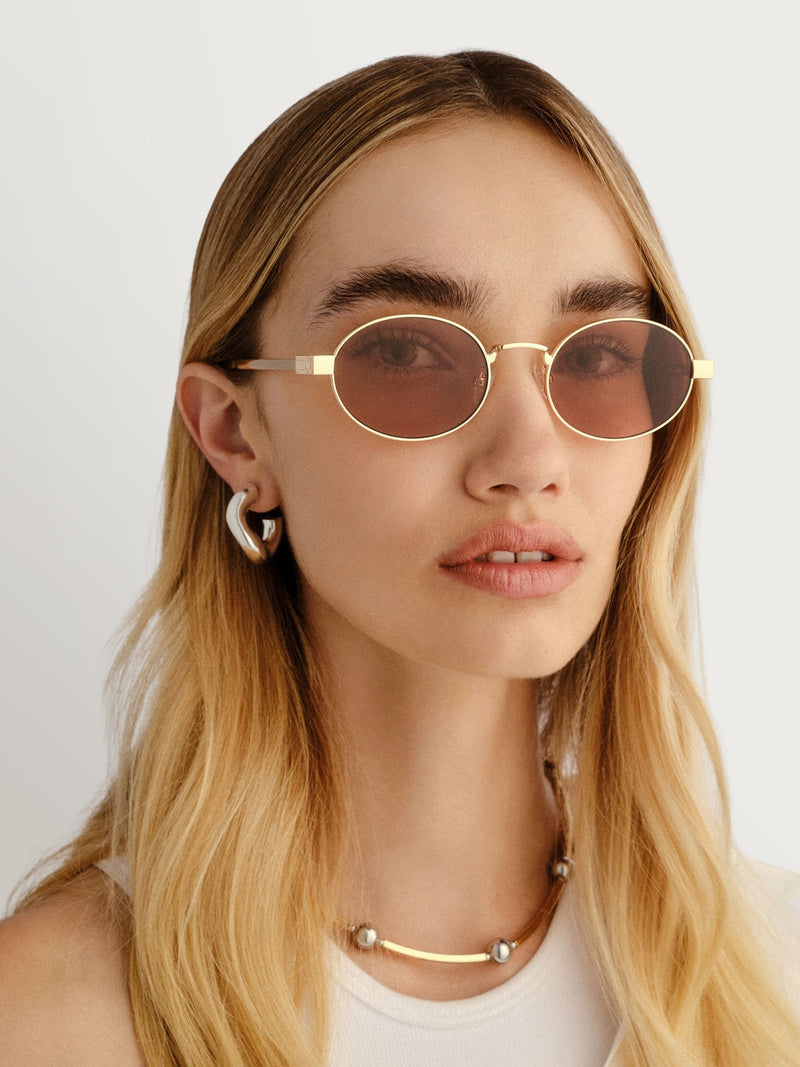 Le Specs gold/brown Poseidon Deux sunglasses, imported from the UK