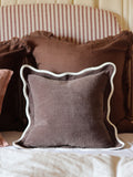 Ellenvale chocolate brown scallop cushion cover 45x45cm - British product