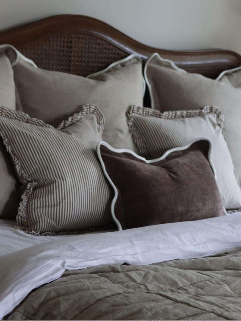 Ellenvale Interiors Darcy cushion cover chocolate brown stripe 45cm, imported from the UK
