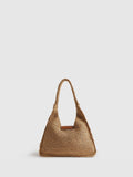 River Island brown raffia slouch shoulder bag, imported from the UK