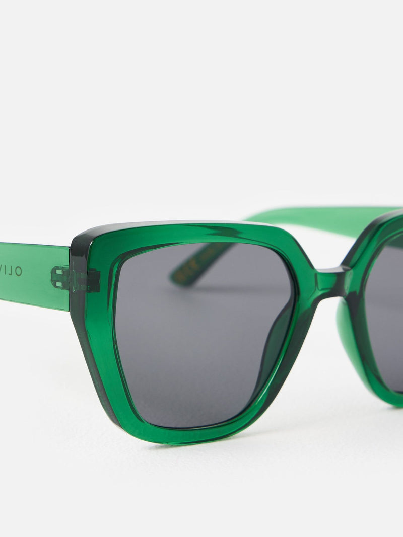 Oliver Bonas green crystal cat eye sunglasses, UK version