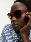 Oliver Bonas red preppy sunglasses with brown tinted lenses - British product