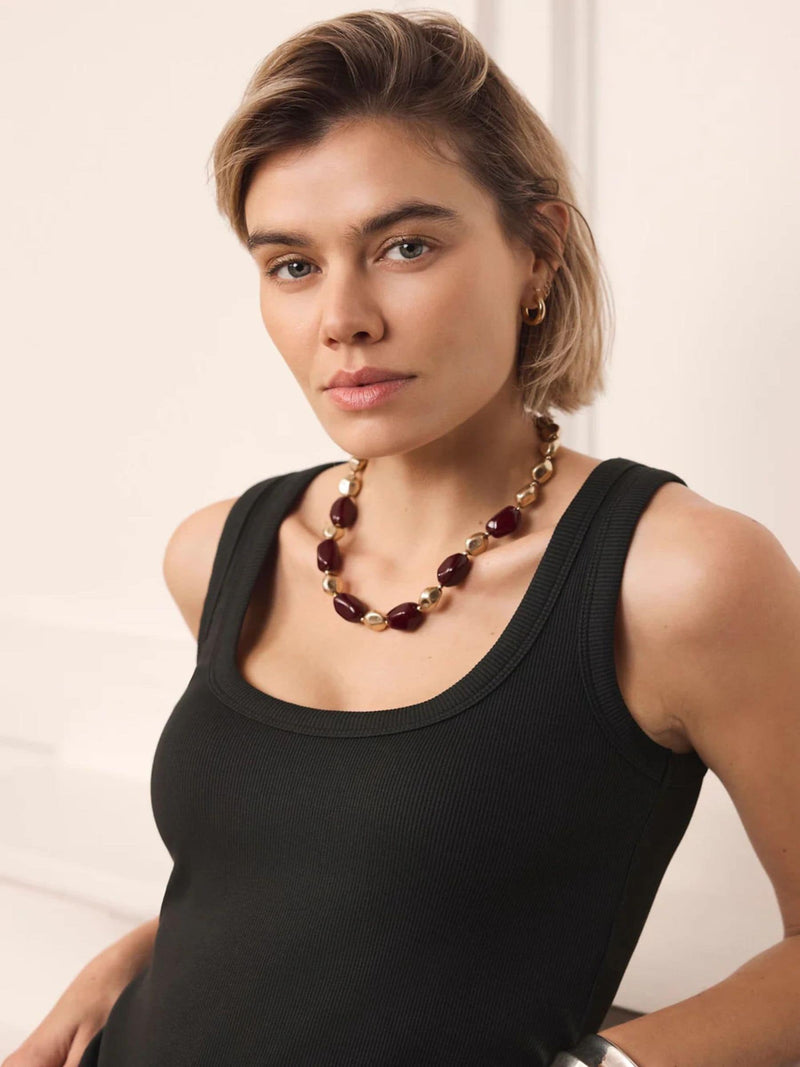 Mint Velvet red resin chunky beaded necklace (British brand)