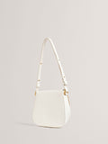 Ted Baker cream shoulder bag with twist lock and raffia trim, UK version