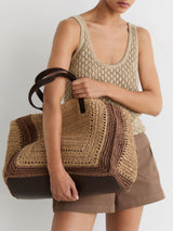Next Reiss Natural Rosie Raffia-Effect Zebra-Print Tote Bag- Buy online at McGrocer