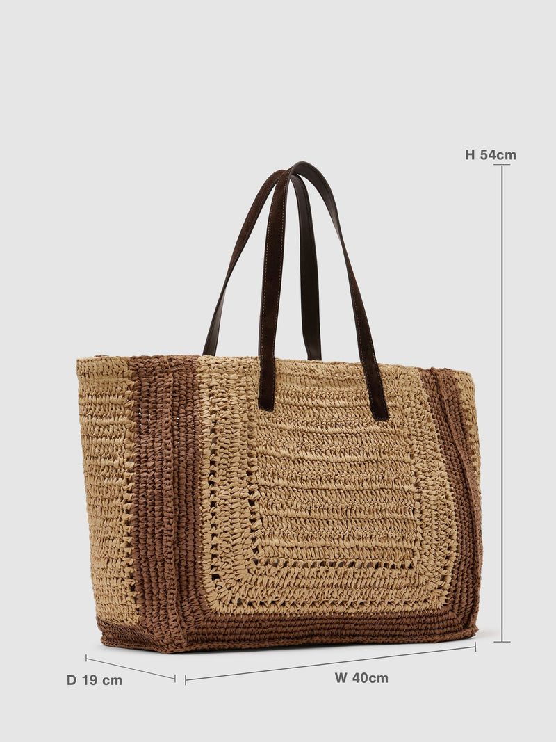 Reiss Rosie raffia-effect zebra-print tote bag (British brand)