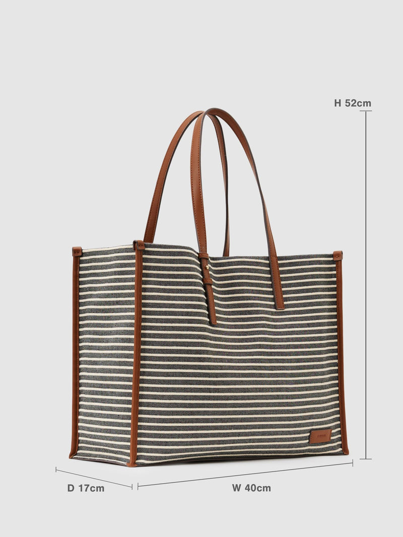 Reiss striped canvas tote bag navy/off white, UK version