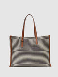 Reiss striped canvas tote bag navy/off white, UK version