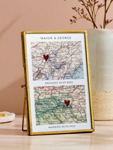 Next Posh Totty Designs Personalised Map Picture with Two Hand Stitched Hearts Framed Map Picture 13cm x 18cm- Buy online at McGrocer