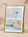 Posh Totty Designs personalised map picture hand stitched hearts 13x18cm (British brand)