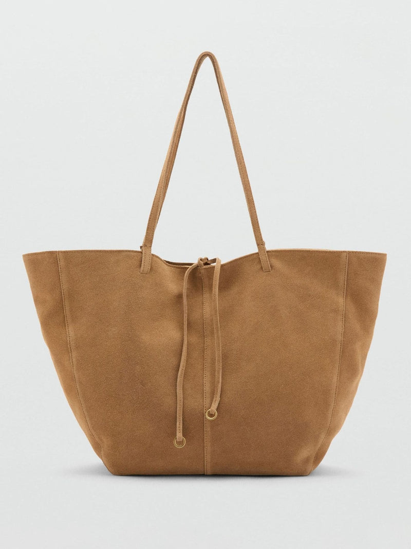 Mango tan brown suede shopper tote bag, imported from the UK