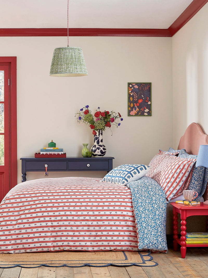 Land & Shore Quintin Stripe Cotton Pillowcases, imported from the UK