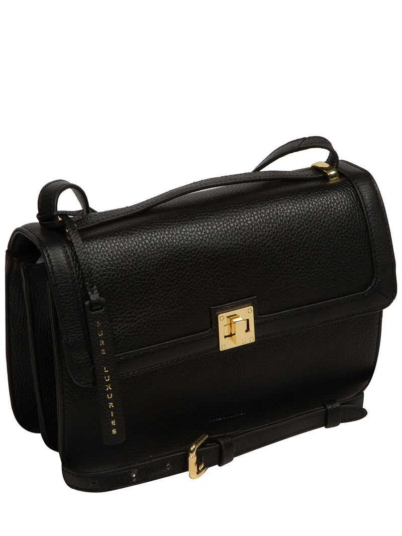 Pure Luxuries London black leather cross body bag (British brand)