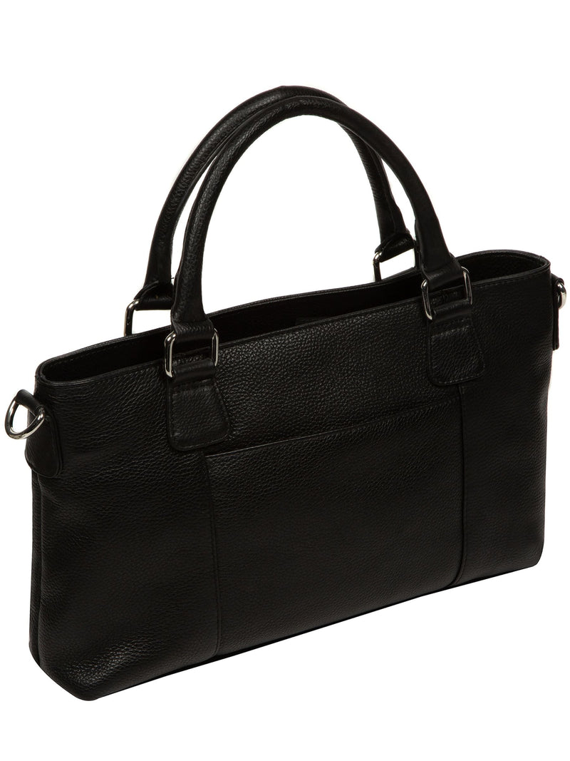 Cultured London Black Aviana leather grab bag, imported from the UK