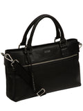 Cultured London Black Aviana leather grab bag, imported from the UK