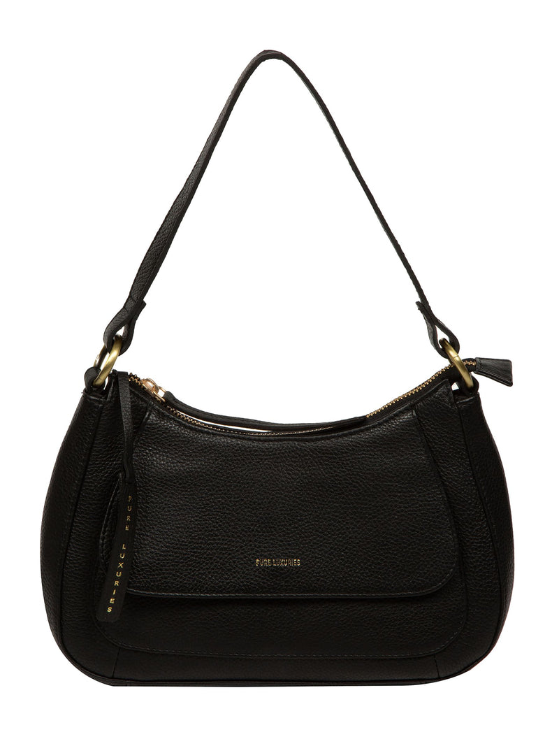 Pure Luxuries London Black Calista leather grab bag, imported from the UK