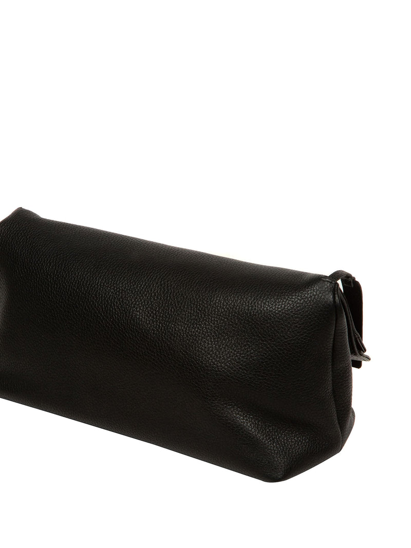 Cultured London black Isabetta leather clutch bag, imported from the UK