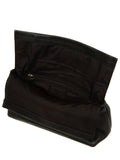Cultured London black Isabetta leather clutch bag, imported from the UK