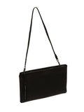 Pure Luxuries black leather Venetia grab clutch bag, imported from the UK
