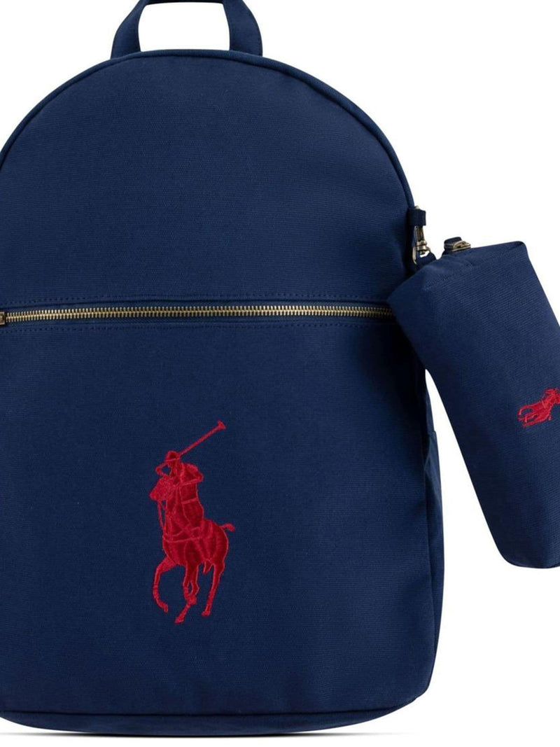Polo Ralph Lauren blue logo canvas backpack 16.75 inch, UK version