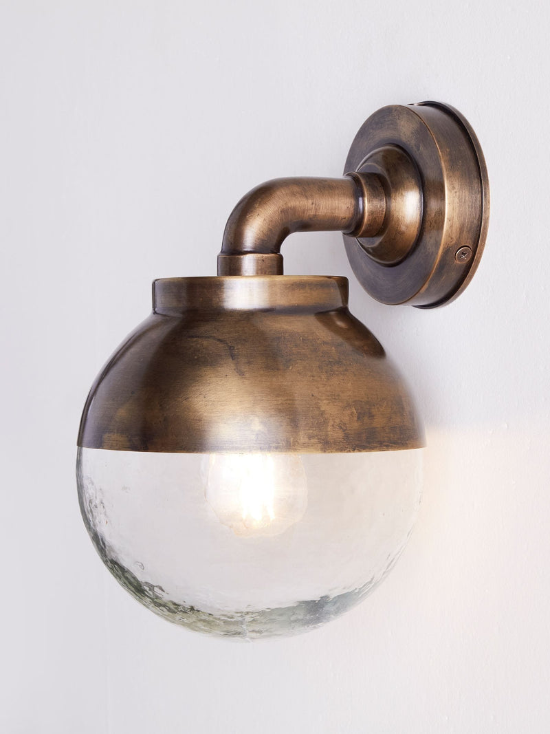 Nkuku antique brass outdoor wall lamp, UK version