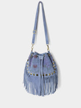 Next Joe Browns Blue Boho Blooms Suede Tassel Handbag- Buy online at McGrocer