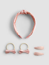 Next JoJo Maman Bébé Light Pink Stripe Hair Accessories Set- Buy online at McGrocer