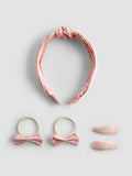 JoJo Maman Bébé hair accessories set light pink stripe, imported from the UK