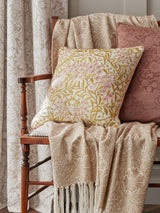 Next William Morris At Home Michaelmas Daisy Cushion - Brick Pink Gold, 43cm Square- Buy online at McGrocer