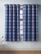 Next Catherine Lansfield Blue Stars and Check Reversible Eyelet Curtains 168x183cm- Buy online at McGrocer