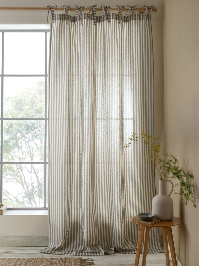 Pineapple Elephant yarn dyed stripe voile curtains panel (British brand)