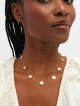 Next Jon Richard Gold Tone Waterproof Mother of Pearl Clover Station Necklace 16 inch- Buy online at McGrocer