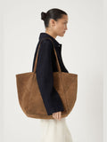 Hush brown suede panel tote bag by British brand, UK version