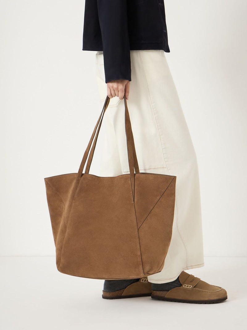 Hush brown suede panel tote bag by British brand, UK version