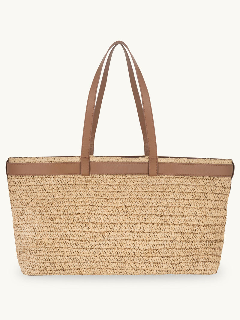 Apatchy Brown Esme raffia tote bag with leather trim - British product