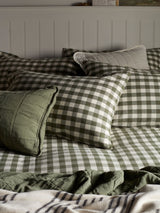 Next Secret Linen Store Olive Gilbert Gingham Brushed Cotton Pillowcase- Buy online at McGrocer