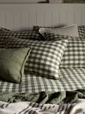 Secret Linen Store olive gingham brushed cotton pillowcase standard, UK version
