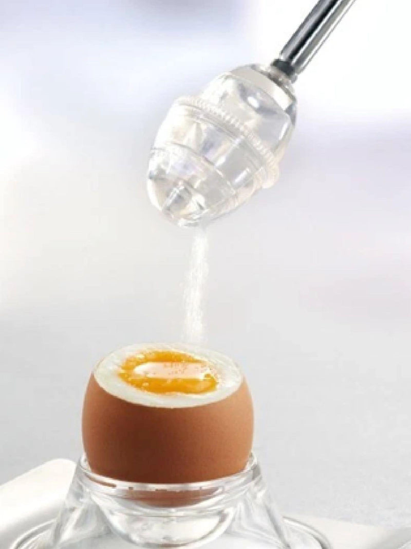 GEFU silver egg cracker with salt shaker, UK version