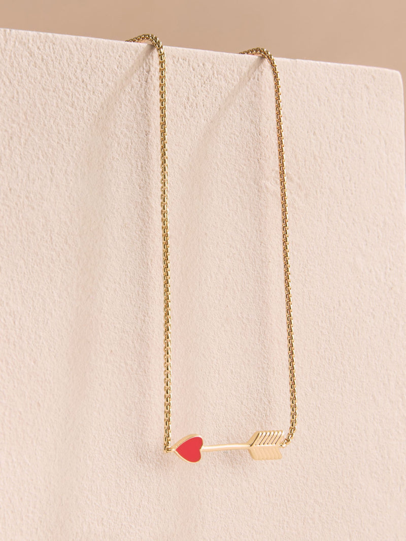 Cath Kidston gold tone arrow necklace with red heart (British brand)