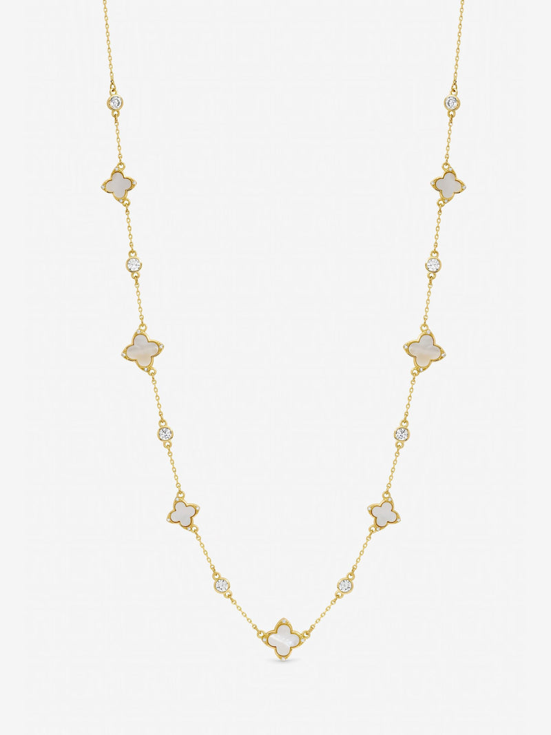 Jon Richard mother of pearl and crystal clover necklace (British brand)