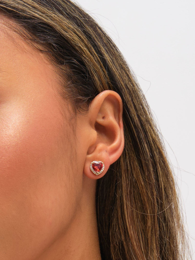 Jon Richard red heart earrings 10mm, imported from the UK