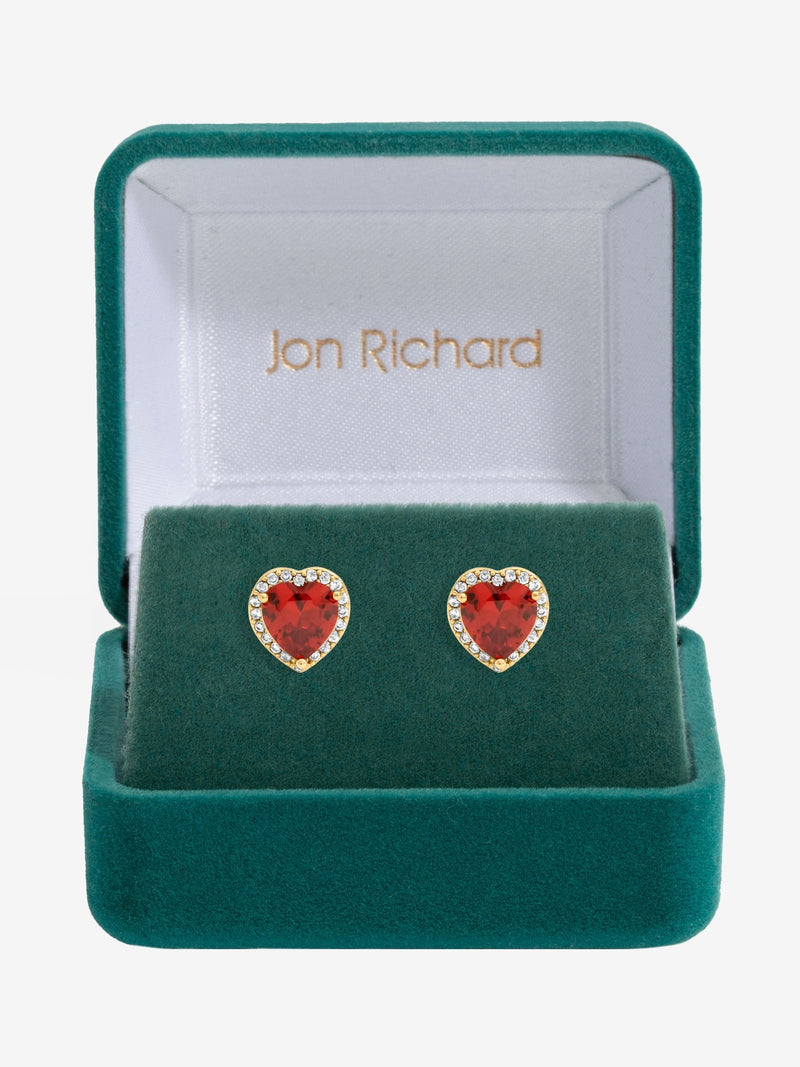 Jon Richard red heart earrings 10mm, imported from the UK