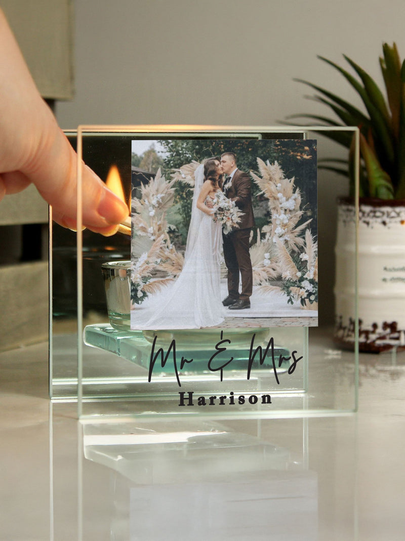 PMC personalised photo glass tealight holder - British product